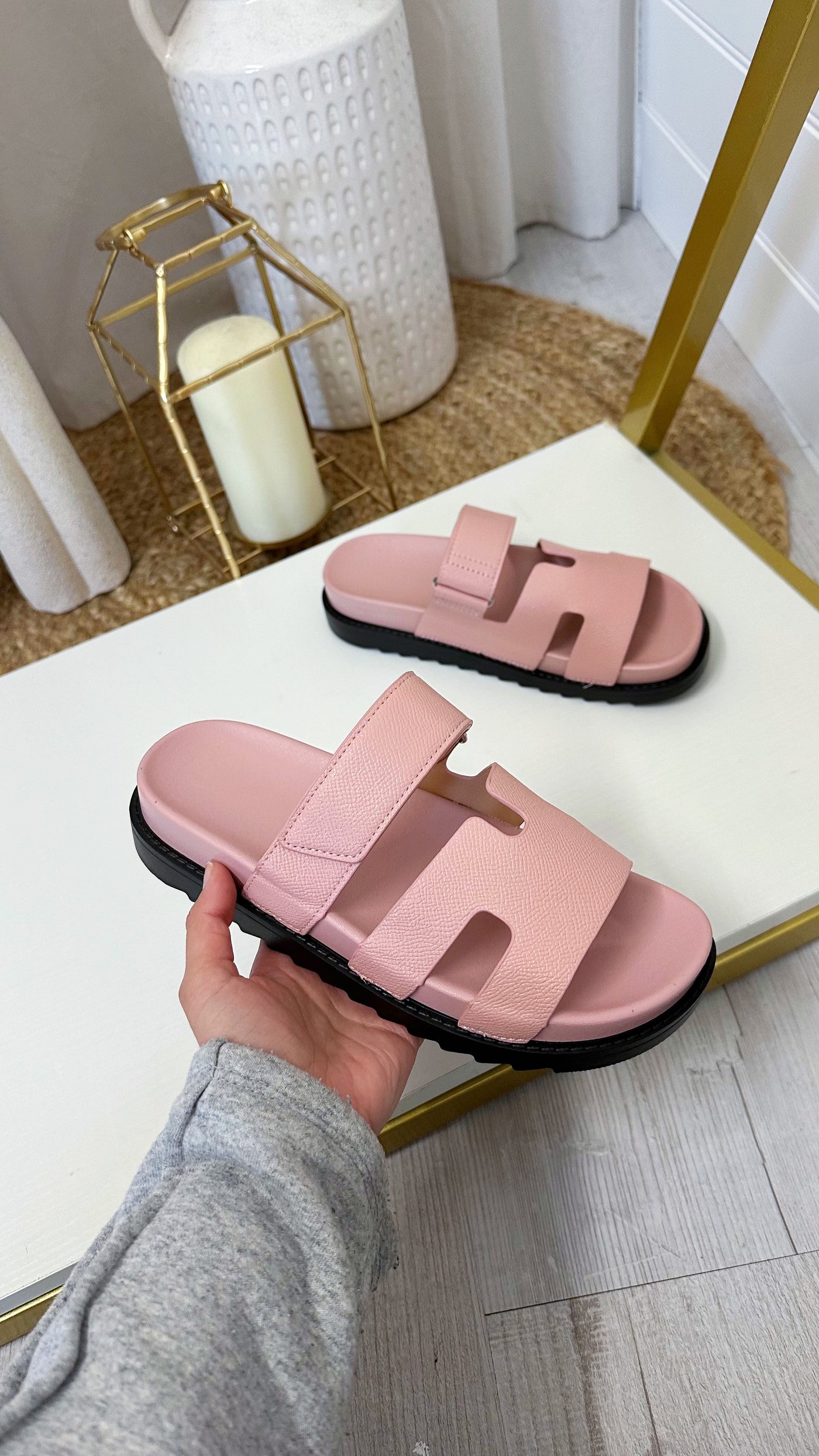 PU Inspired Chunky Sole Sandals - BLUSH PINK