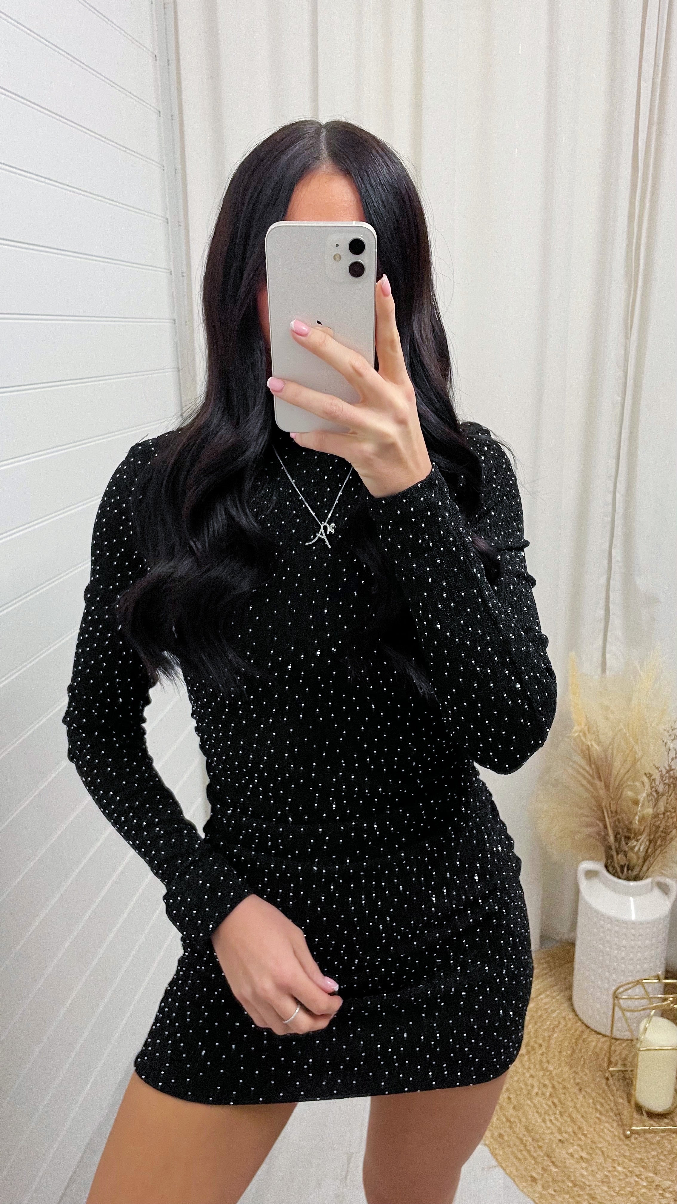 Black Rhinestone Sleeveless Dress