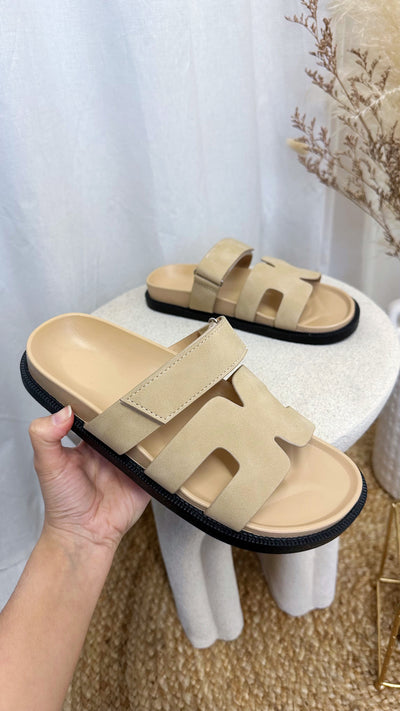 Inspired Chunky Sole Sandals - LIGHT BEIGE
