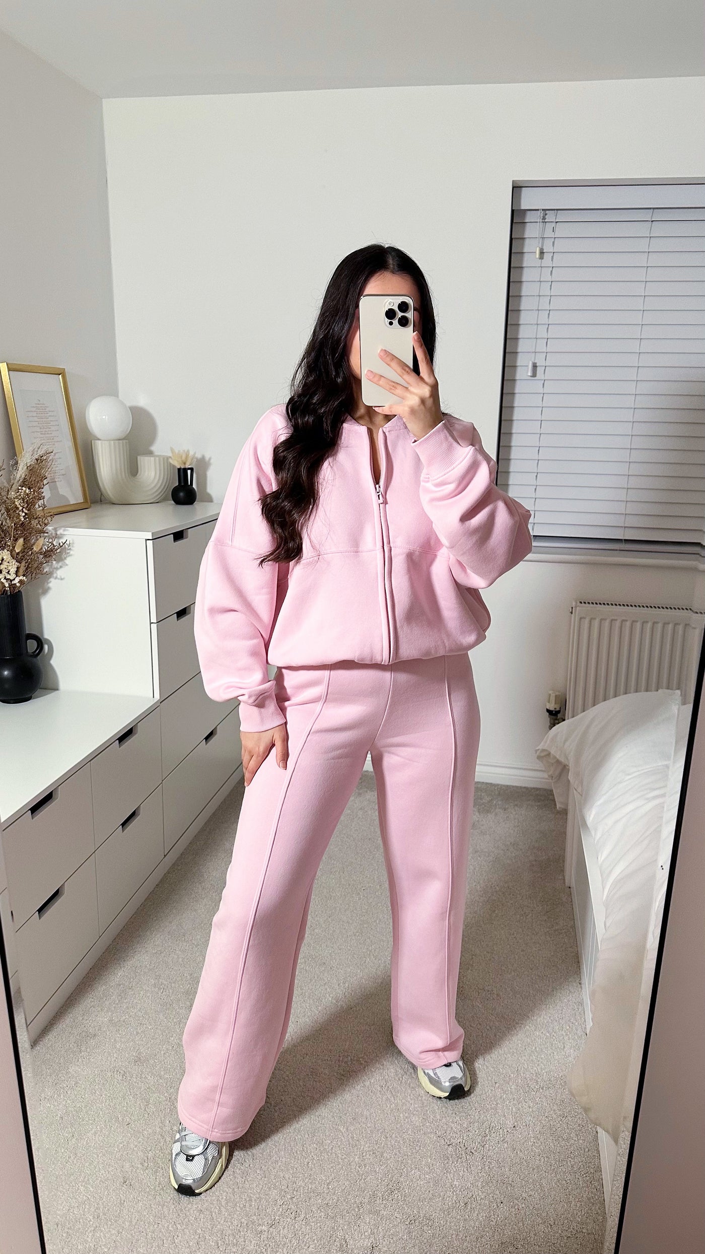 Bomber Jacket and Seam Front Joggers Tracksuit - BABY PINK
