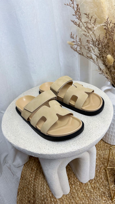 Inspired Chunky Sole Sandals - LIGHT BEIGE