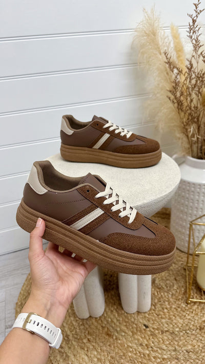 Gum Sole Chunky  Platform Trainers - BROWN