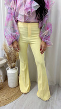Seam Front Flared Slim Fit Trousers - LEMON