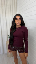 Thermal Long Sleeve Basic Top - BERRY