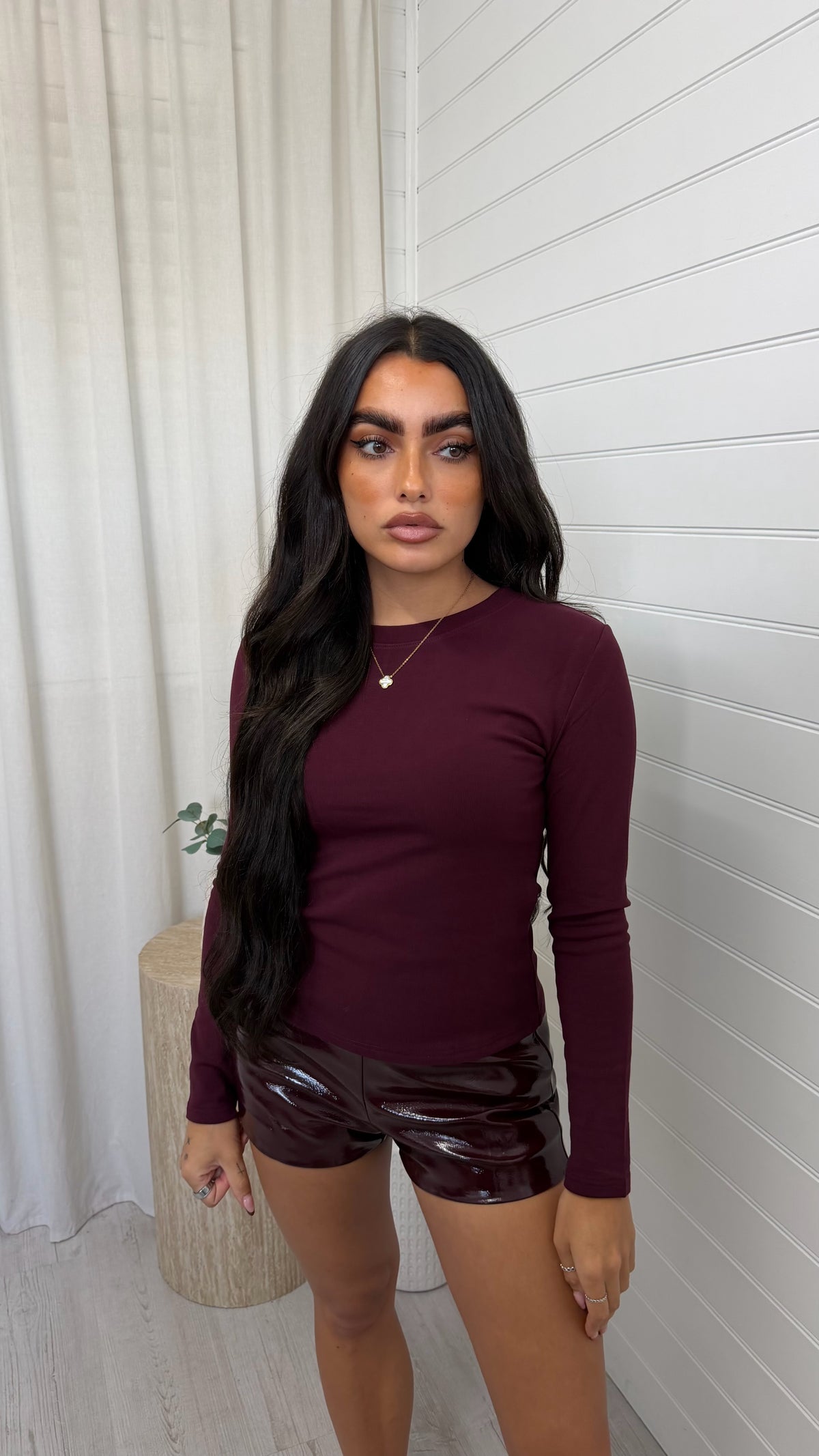 Thermal Long Sleeve Basic Top - BERRY
