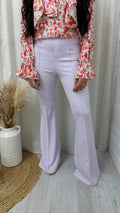 Seam Front Flared Slim Fit Trousers - LILAC