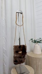 Speckled Faux Fur Mini Bag - TAUPE