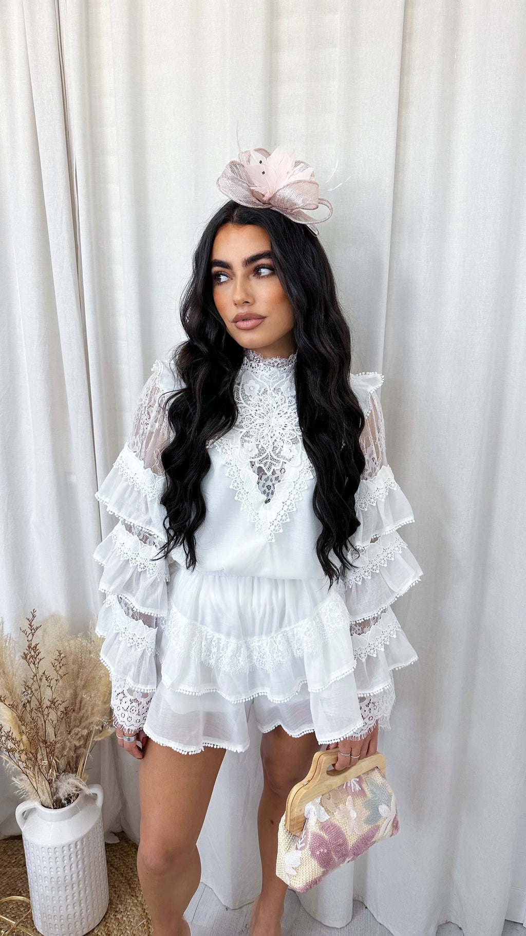 Layered Frill Lace Top and Skort Co-Ord - WHITE