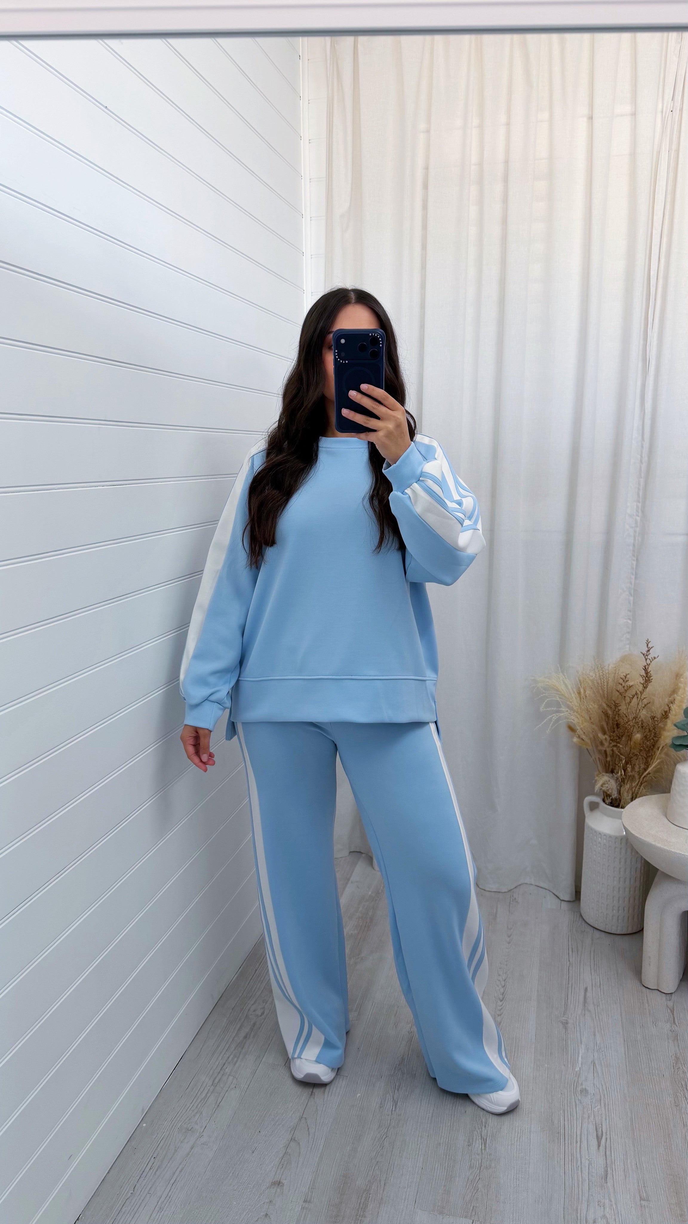 Chunky Stripe Sweatshirt and Joggers Tracksuit - BLUE