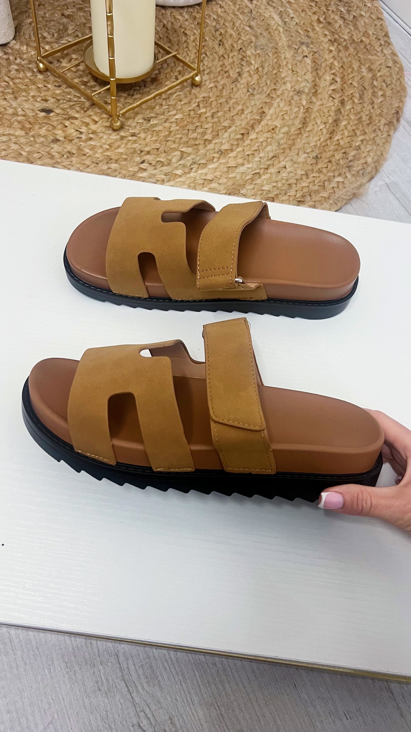 Inspired Chunky Sole Sandals - CAMEL