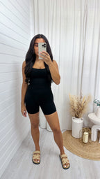 Bralette and Cycling Shorts Active Co-Ord - BLACK