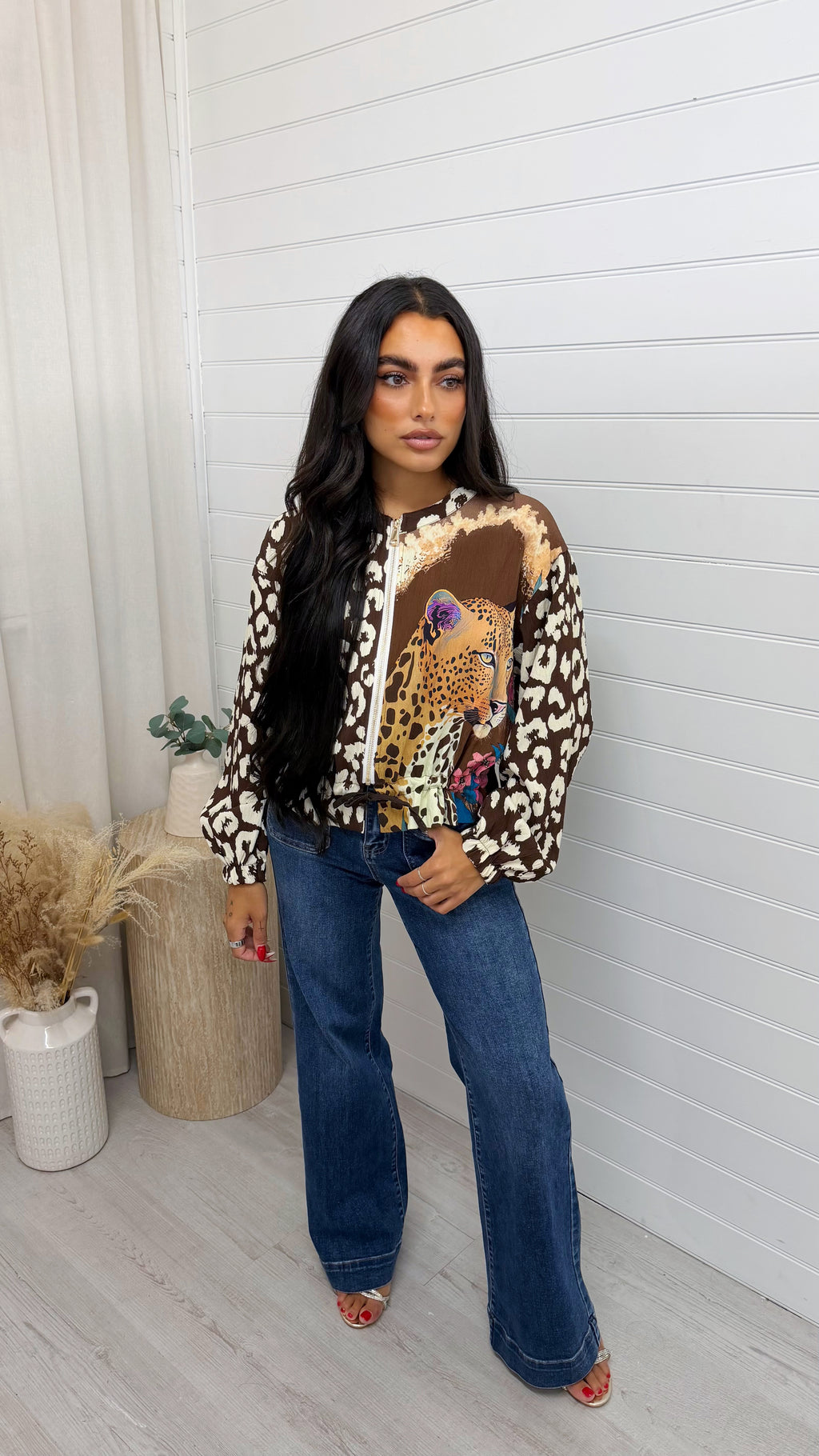 Leopard Graphic Bomber Jacket
