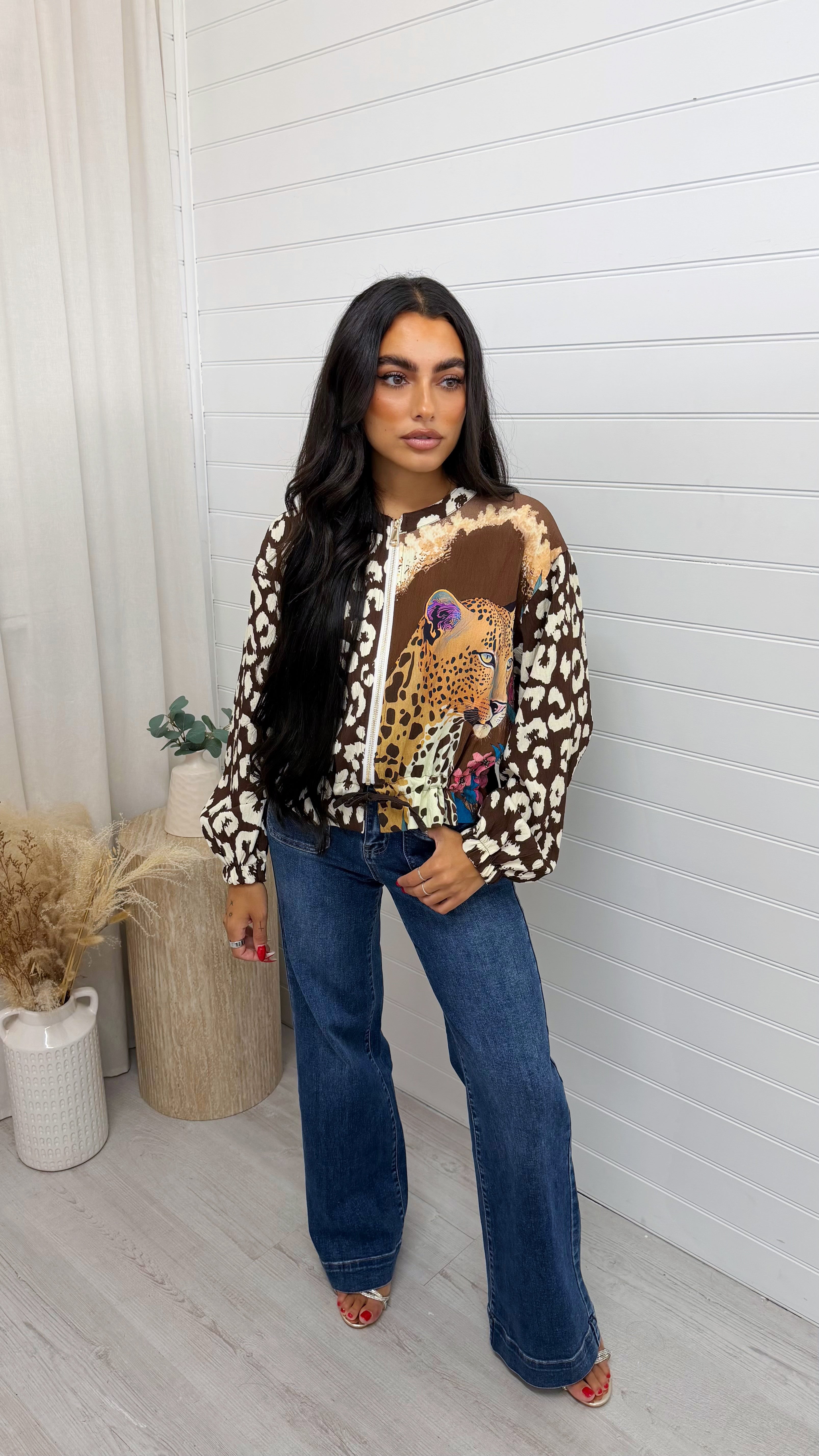 Leopard Graphic Bomber Jacket