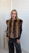 Faux Fur Deer Print Gilet