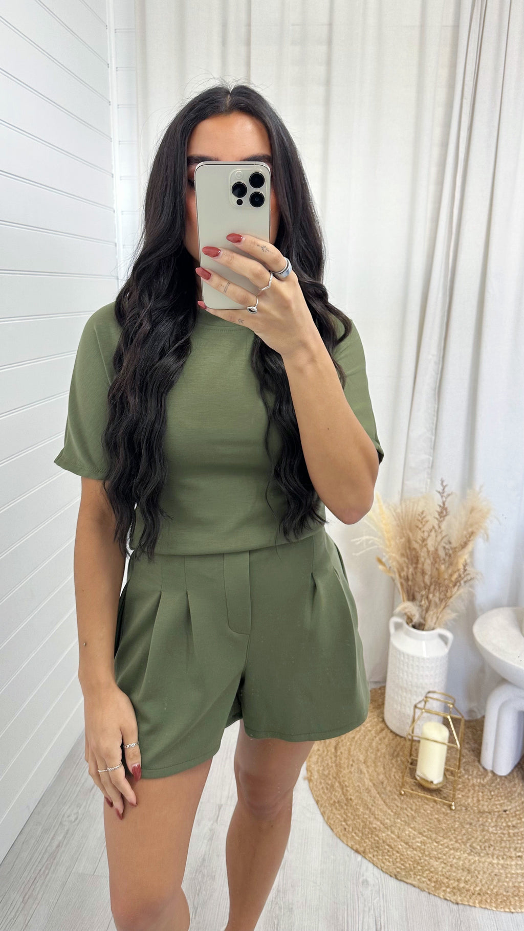 Basic Jersey T-Shirt and Shorts Co-Ord - KHAKI