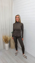 Body Sculpt Jacket and Leggings Gym Co-Ord - BROWN