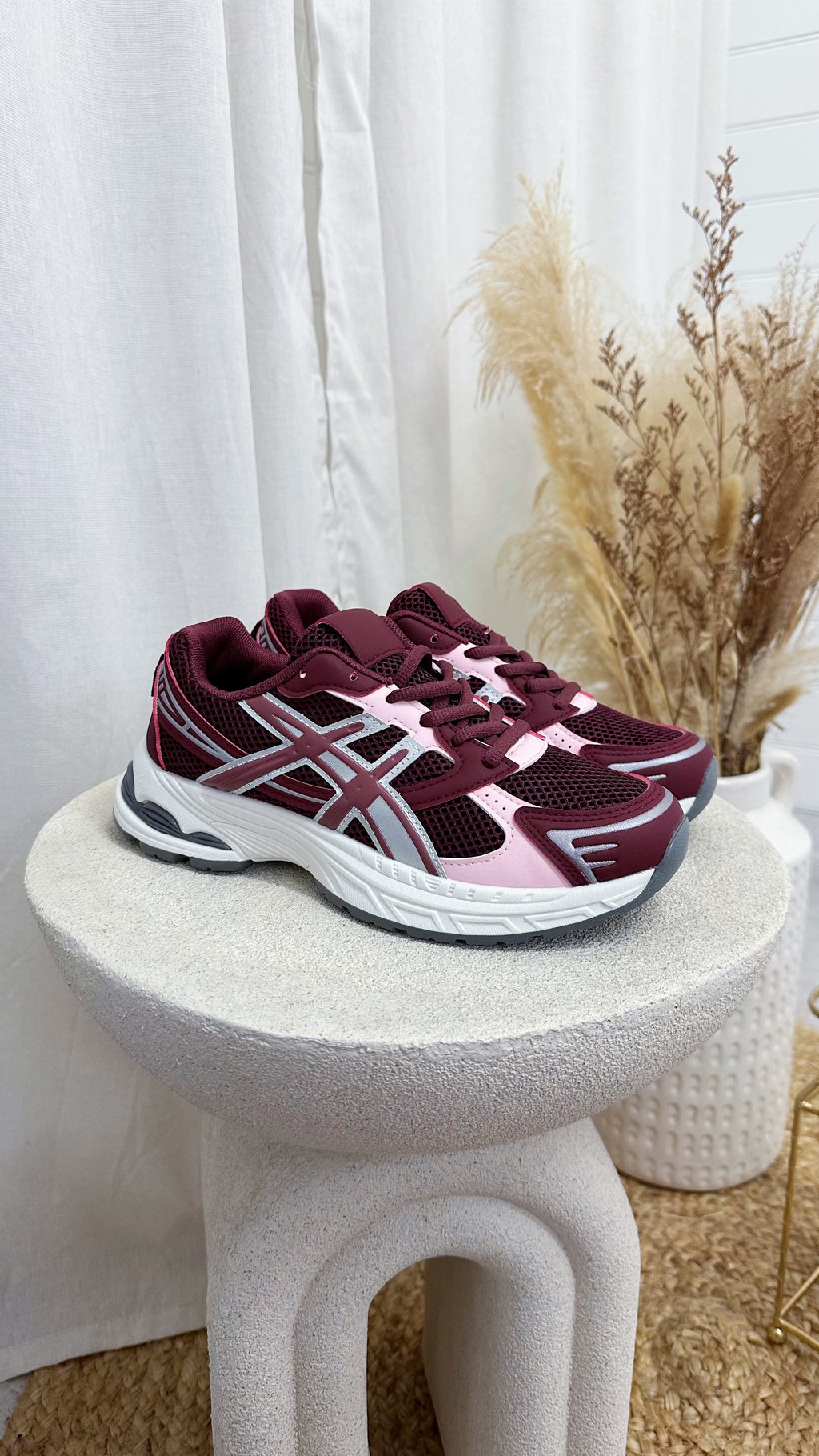 Classic Stripe Runner Trainers - BURGUNDY/PINK