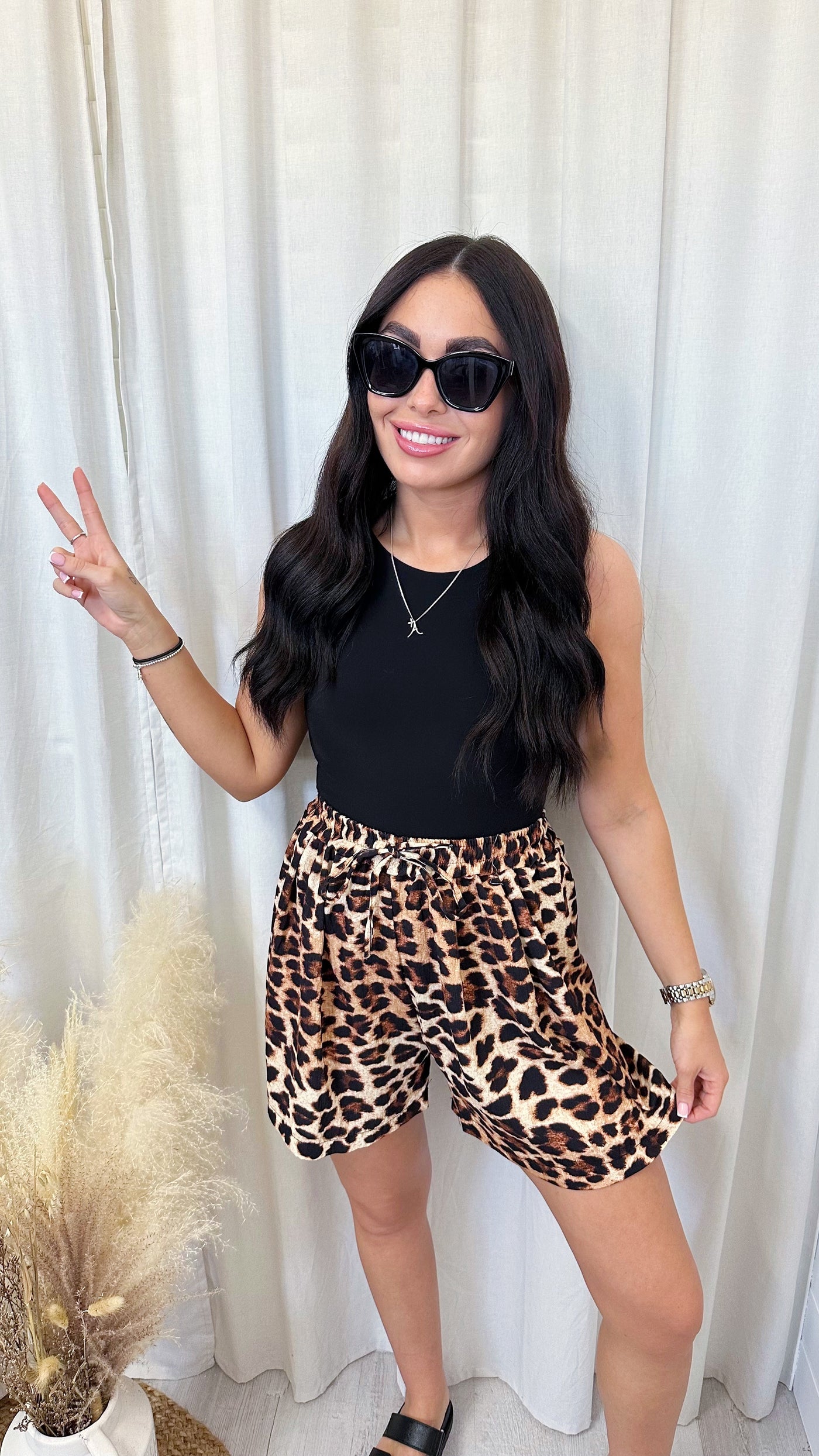 Leopard Print Baggy Shorts - DARK LEOPARD