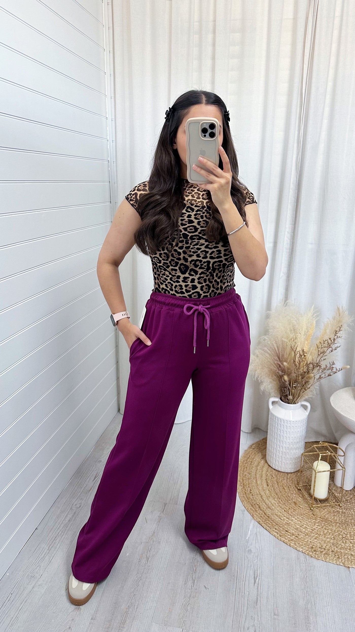 Front Seam Straight Leg Joggers - PURPLE