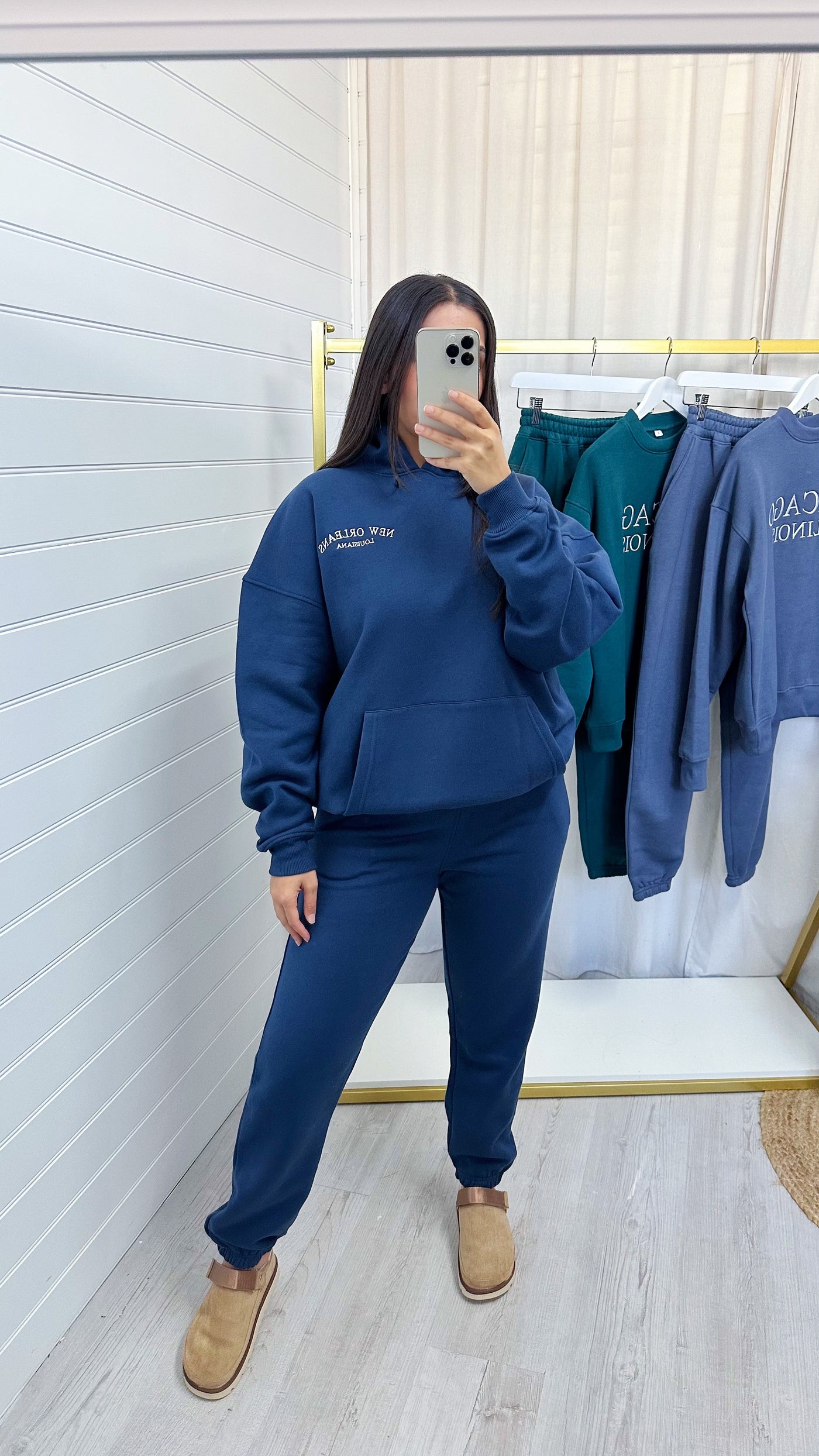 New Orleans Embroidered Hoodie and Joggers Tracksuit - NAVY