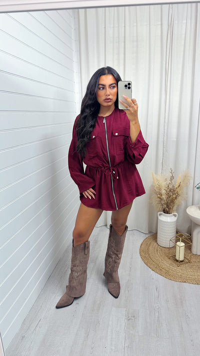 Lightweight Cargo Shacket - WINE