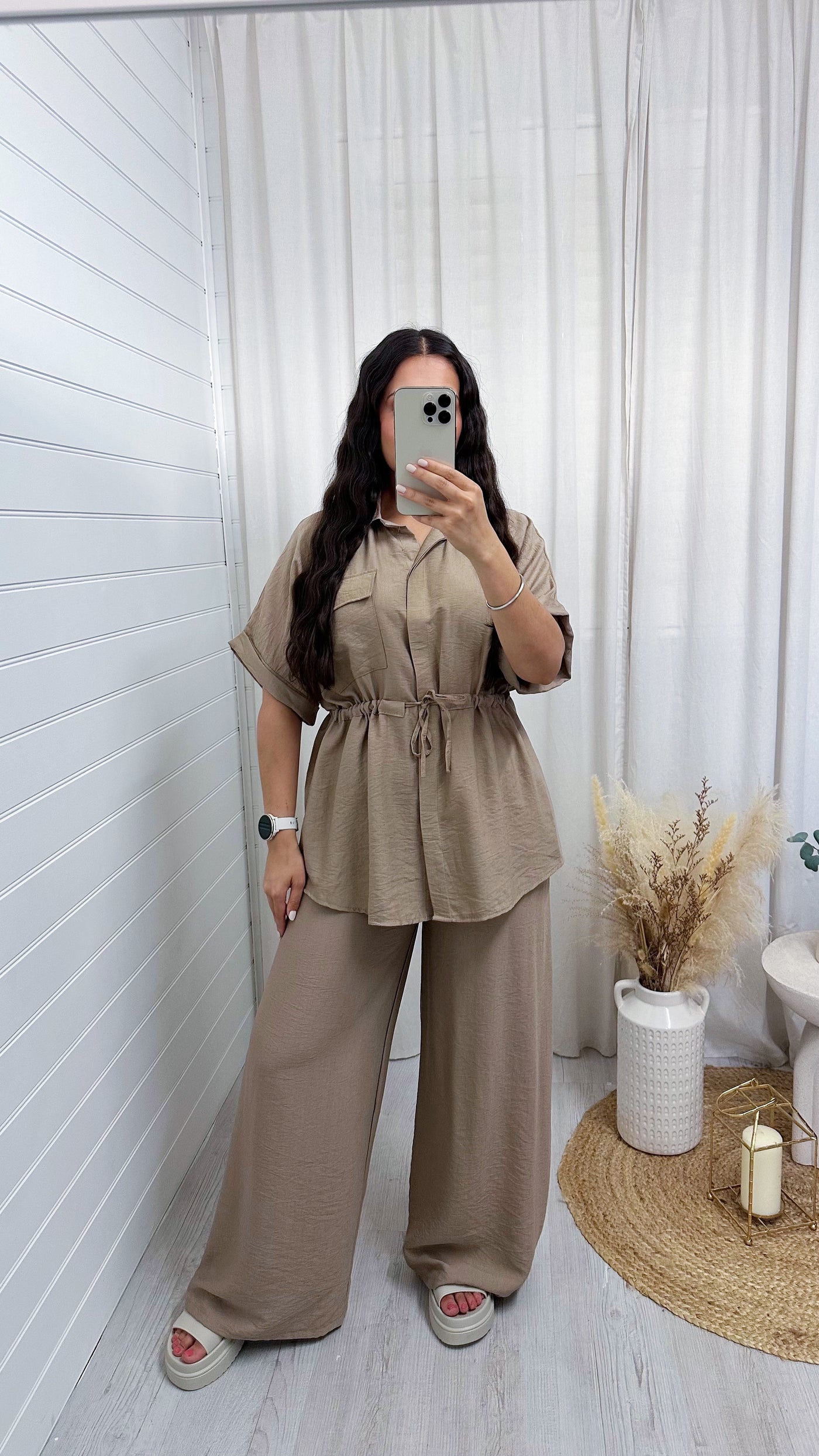 Shacket and Trousers Co-Ord - TAUPE