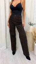 Leopard Print Straight Leg Jeans - BROWN