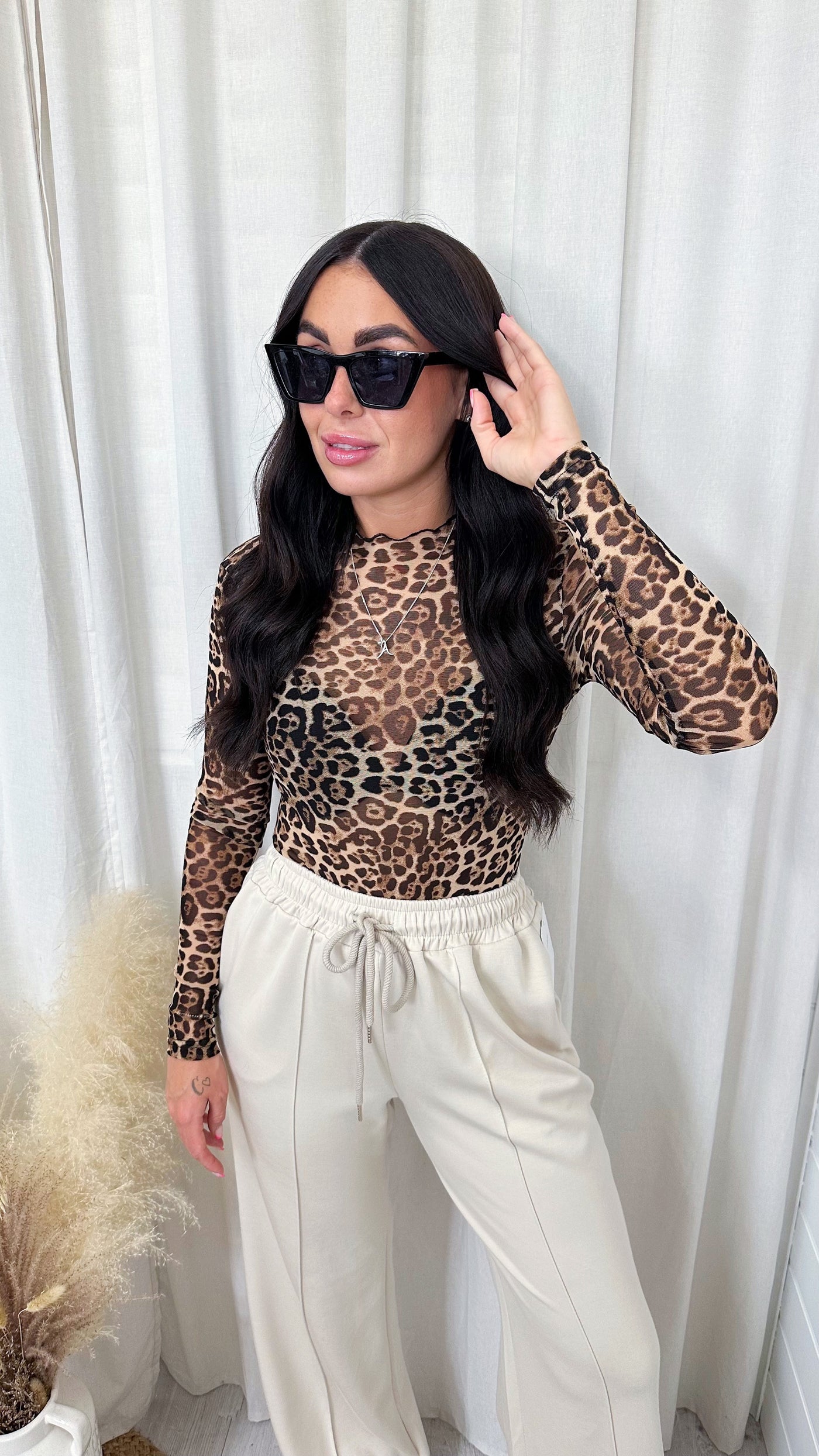 Leopard Print Mesh Bodysuit