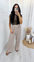 Relaxed Pinstripe Trousers - BROWN