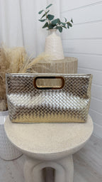 Woven Clutch Bag - GOLD