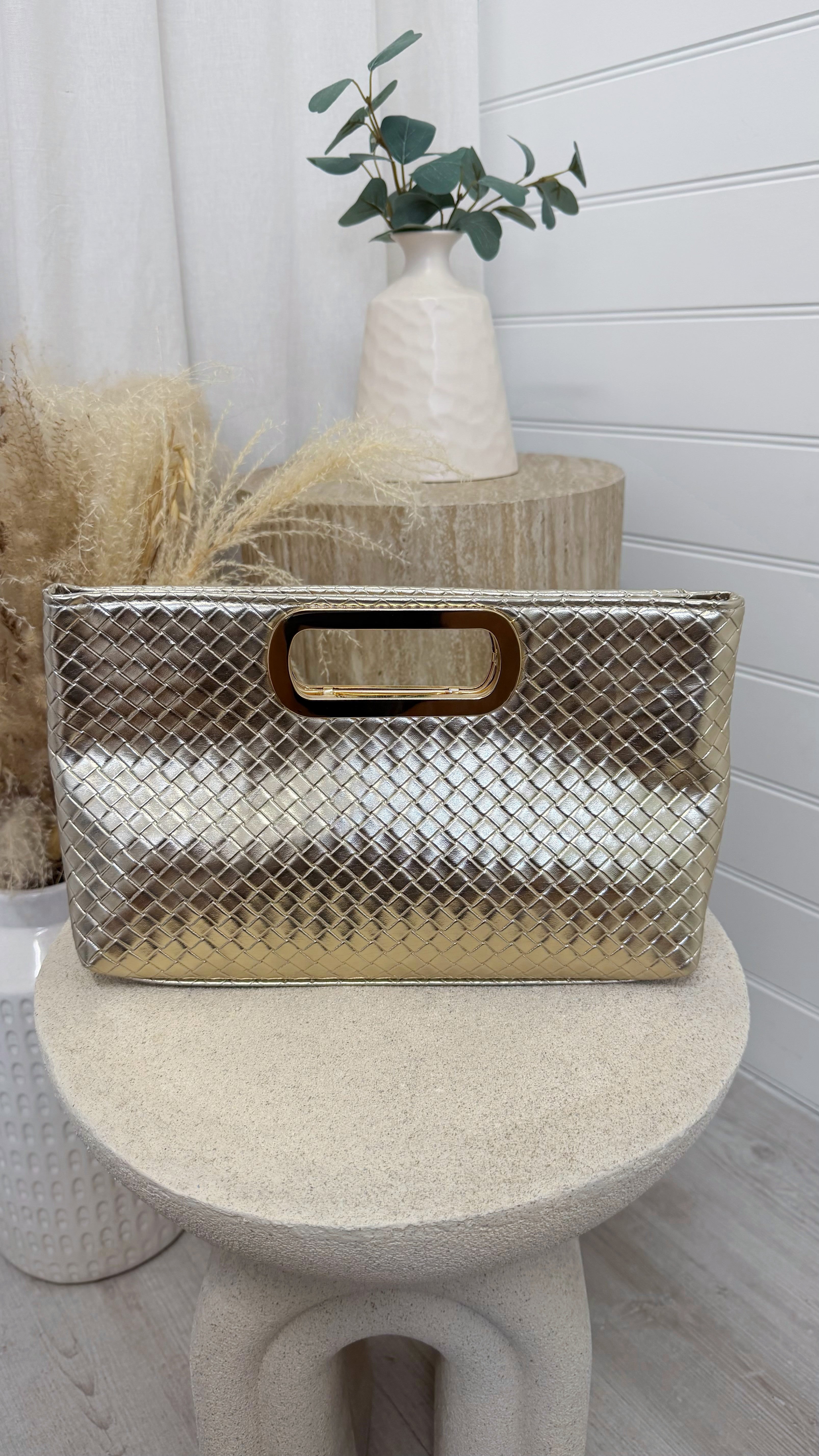 Woven Clutch Bag - GOLD