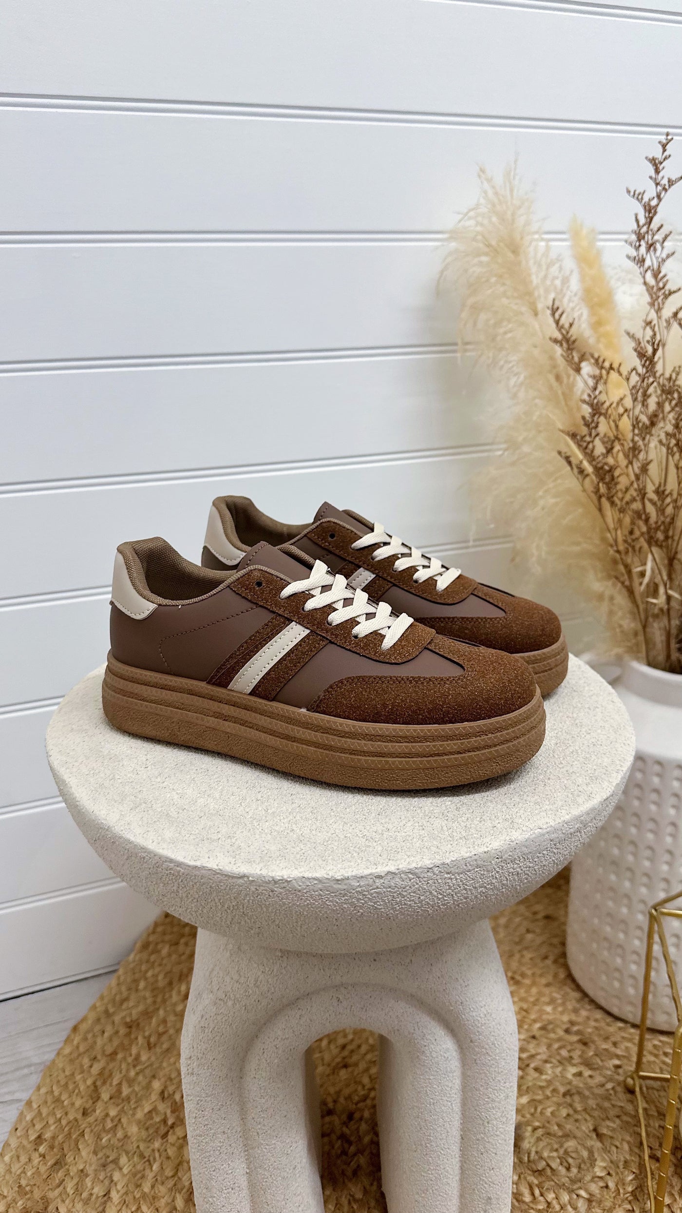 Gum Sole Chunky  Platform Trainers - BROWN