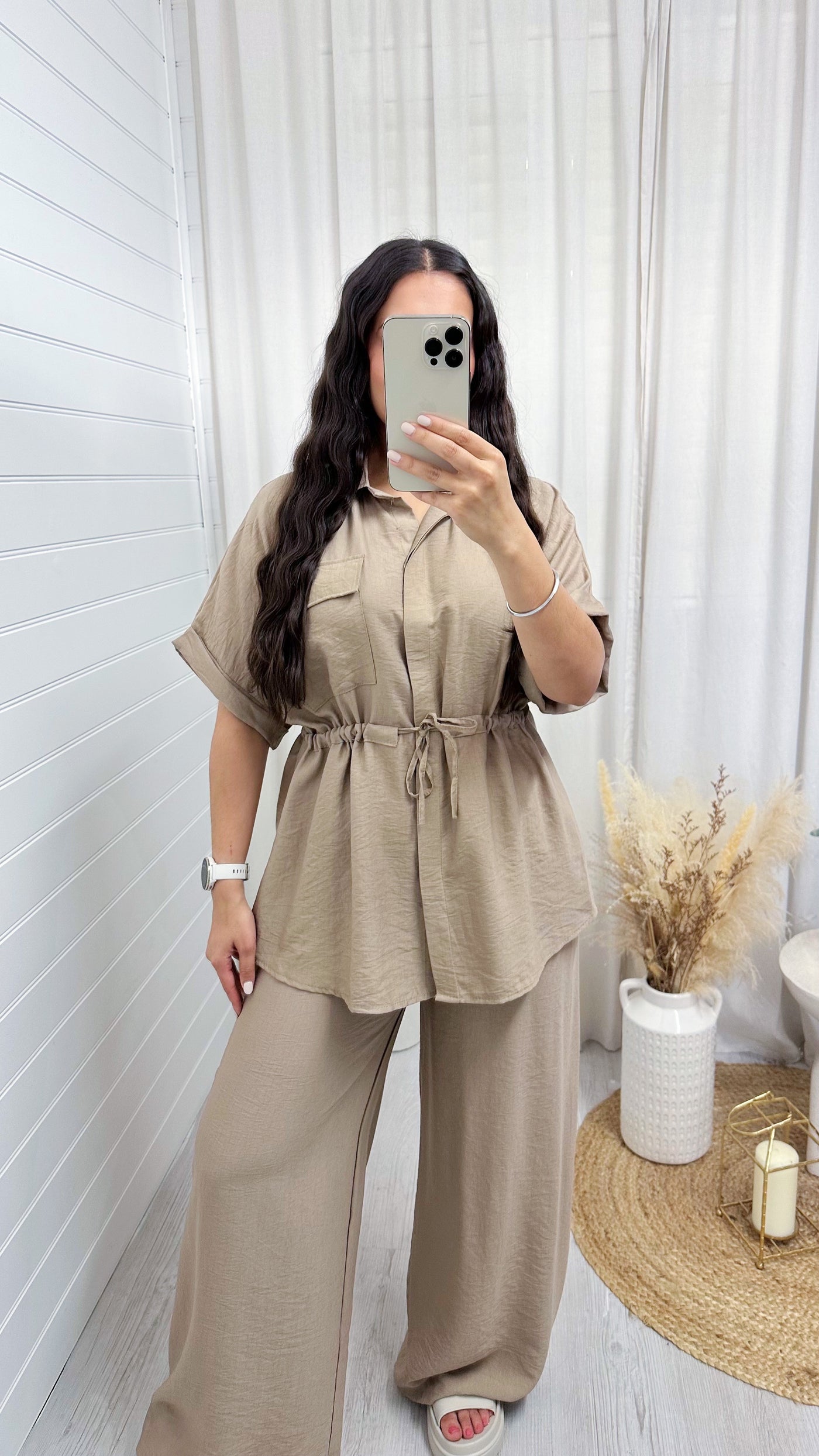Shacket and Trousers Co-Ord - TAUPE