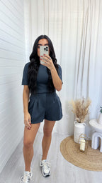 Basic Jersey T-Shirt and Shorts Co-Ord - SLATE