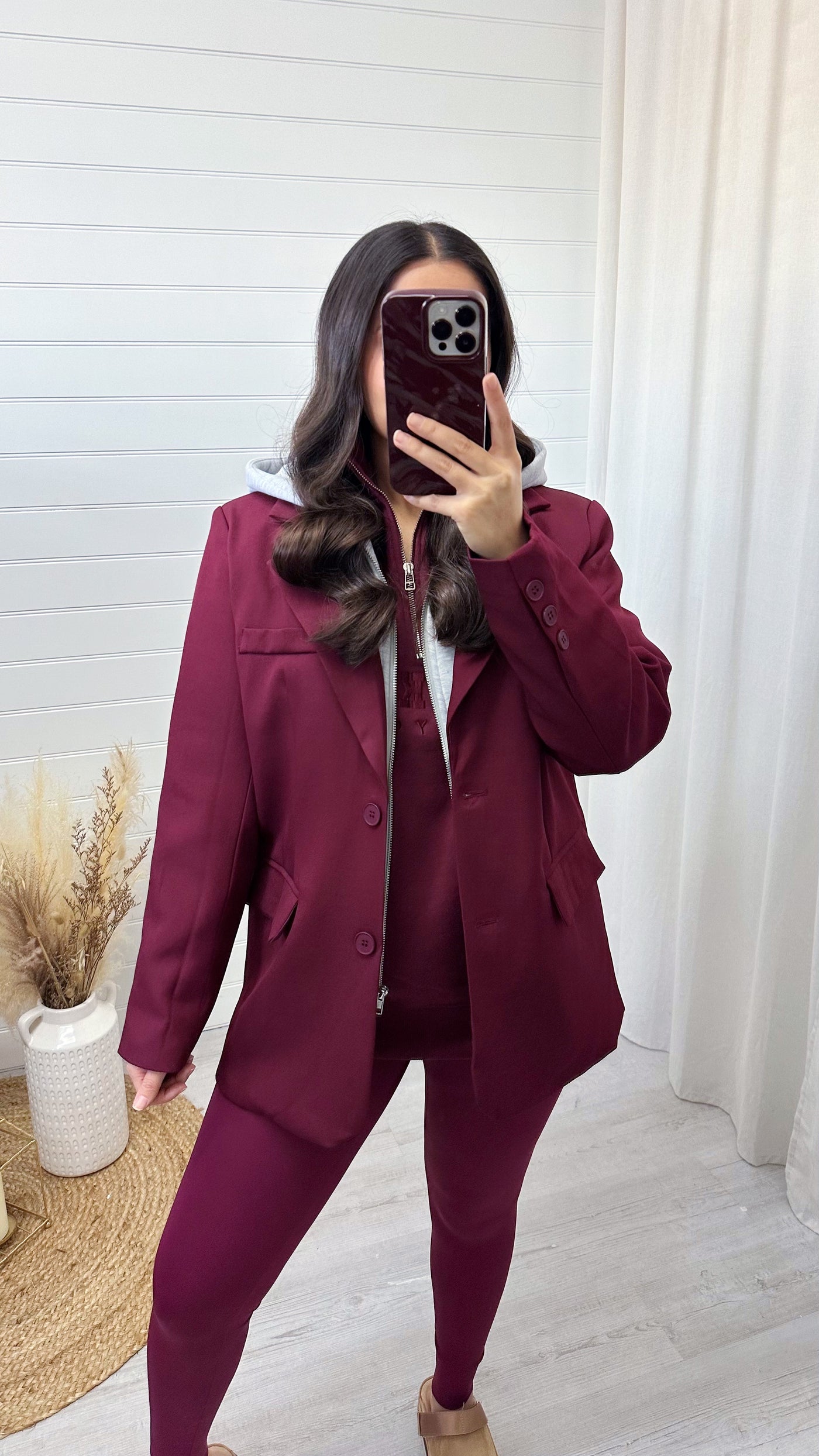 Jacket Insert Tailored Blazer - WINE