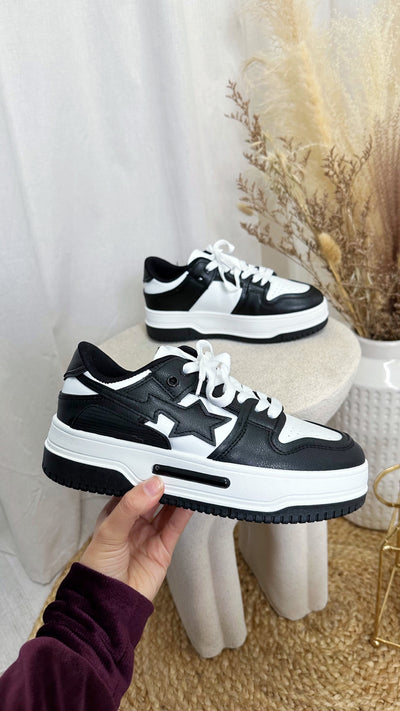 Platform Star Sneakers - BLACK/WHITE