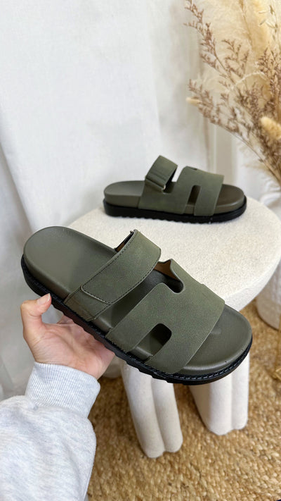 Inspired Chunky Sole Sandals - KHAKI