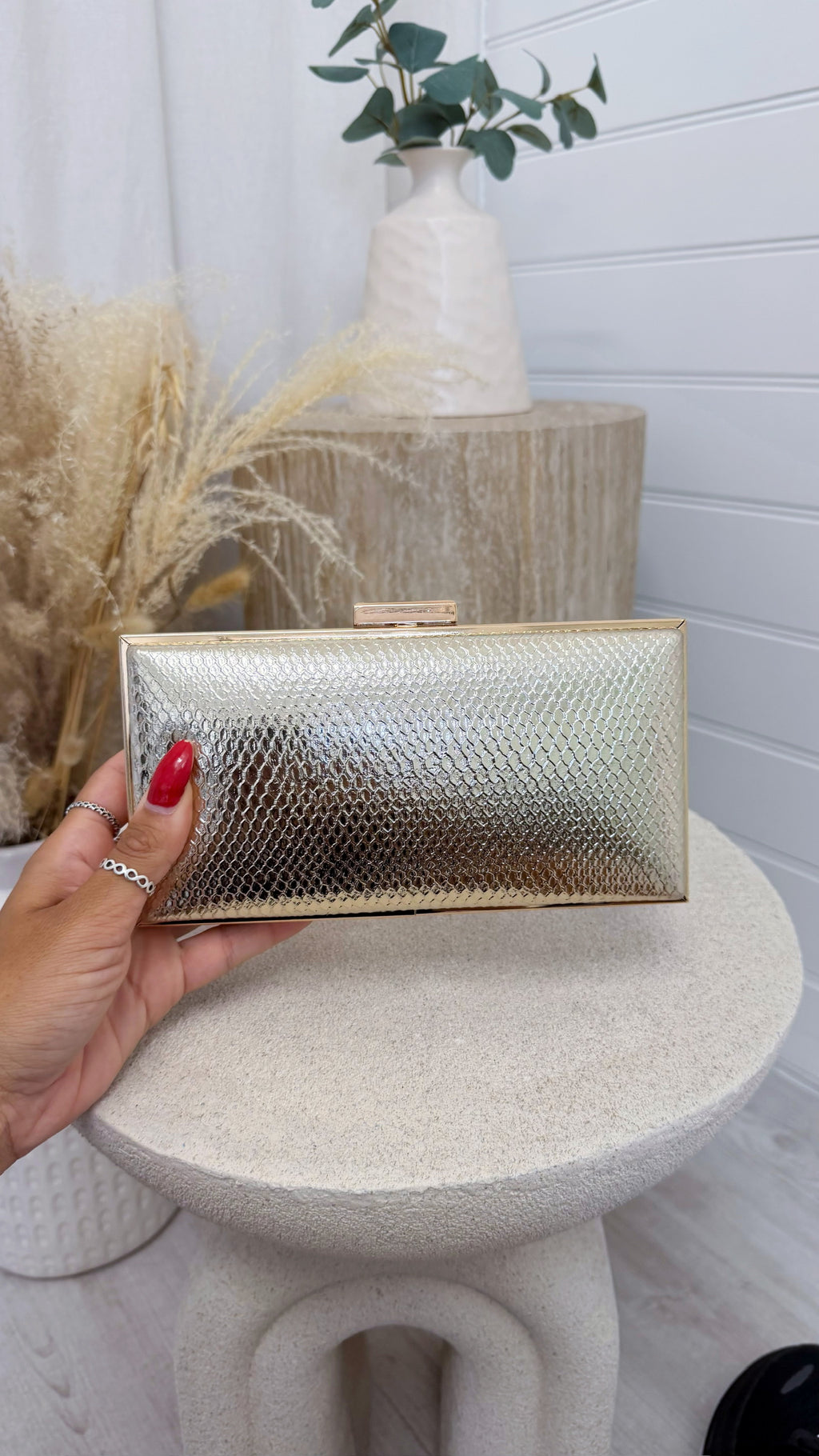 Snake Print Clutch Bag- GOLD