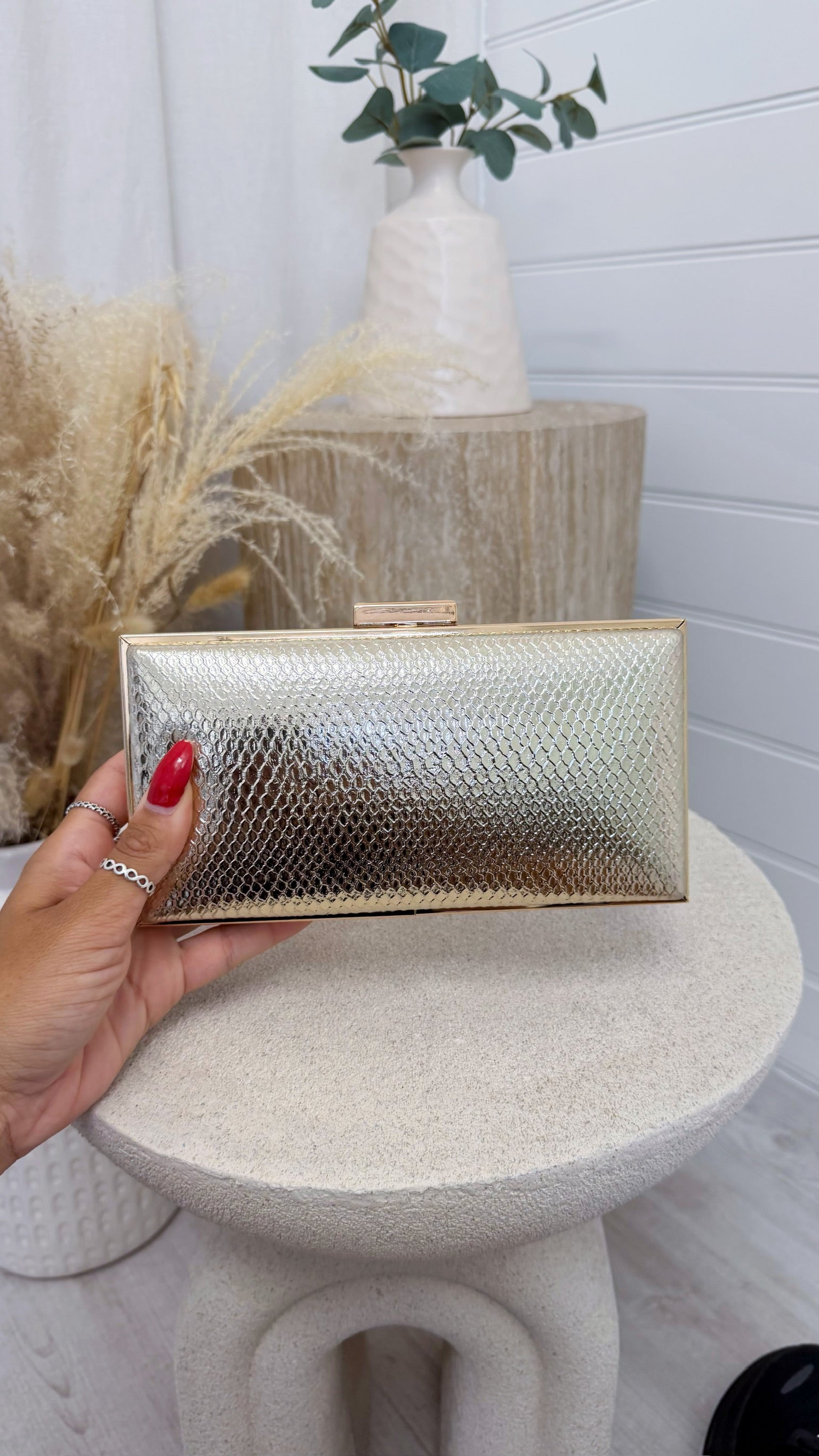 Snake Print Clutch Bag- GOLD