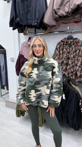 Camouflage Half Zip Fleece Sweatshirt - KHAKI/BEIGE