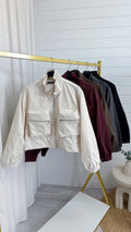 Cargo Zip Deatil Bomber Jacket - CREAM