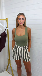 Basic Square Neck Vest Top - KHAKI