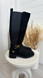 Knee-High Western Boots - BLACK