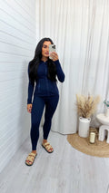 Body Sculpt Jacket and Leggings Gym Co-Ord - NAVY