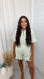 Embroidery Anglaise Shirt and Frill Skort Co-Ord - GREEN