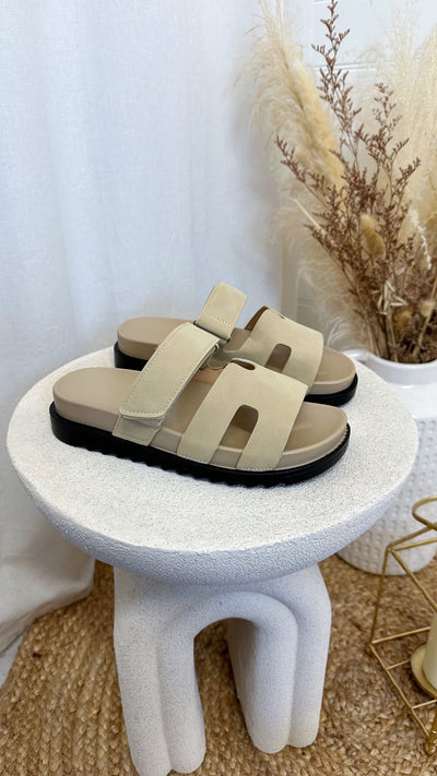 Inspired Chunky Sole Sandals - LIGHT BEIGE