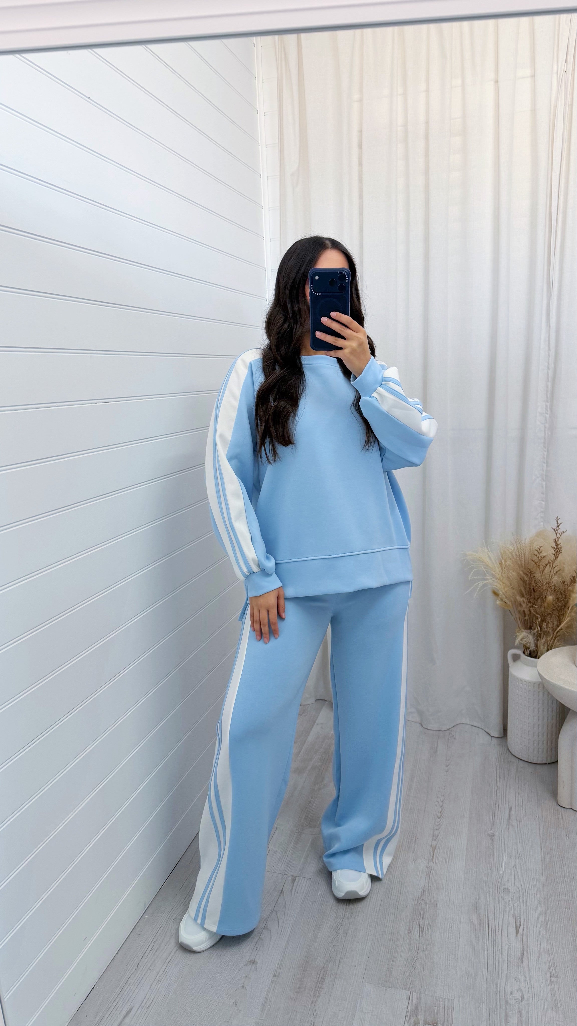 Chunky Stripe Sweatshirt and Joggers Tracksuit - BLUE