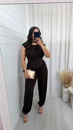 Cinch Waist Ruched Jumpsuit - BROWN