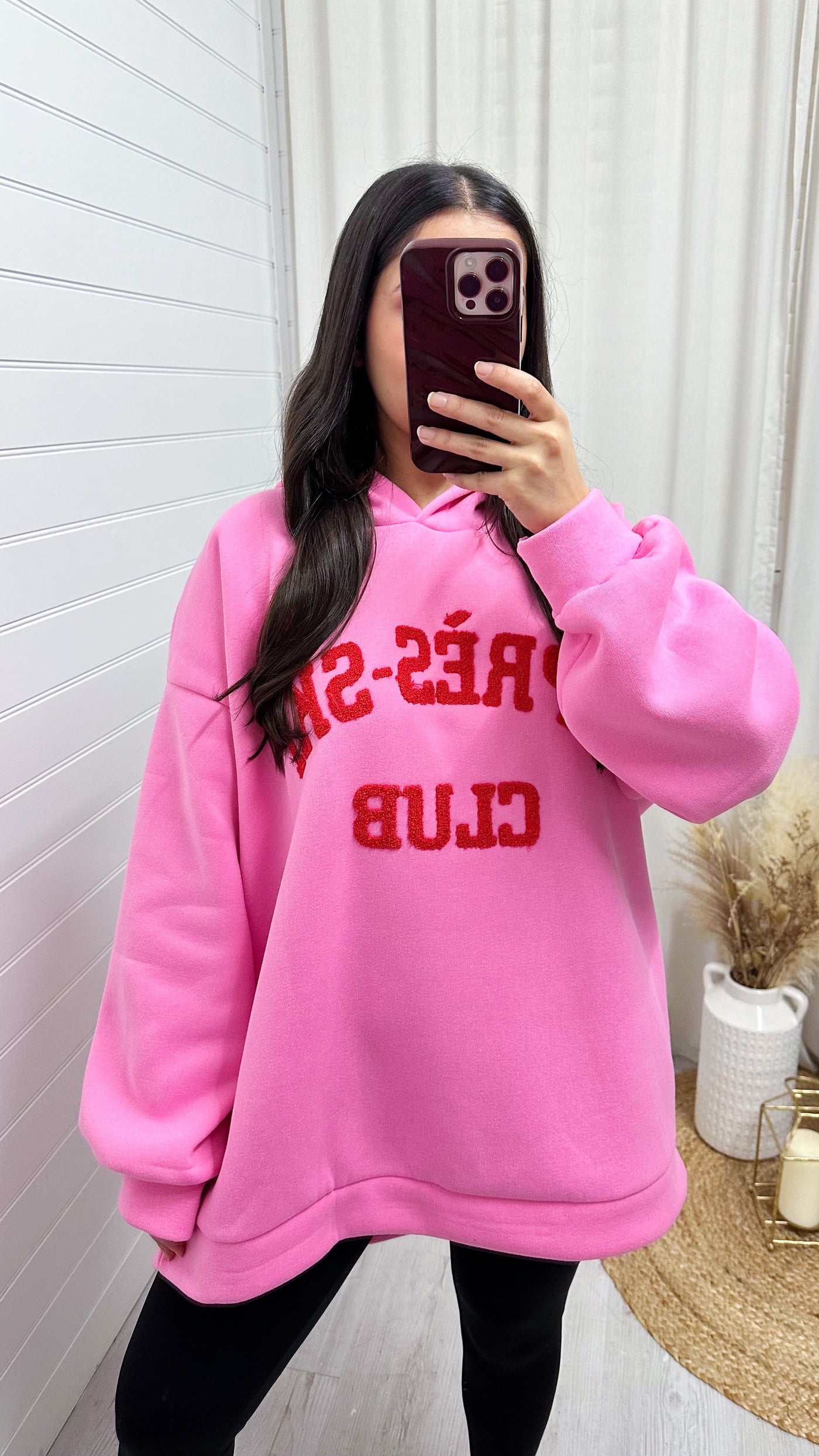 Ski Club Oversized Hoodie - PINK