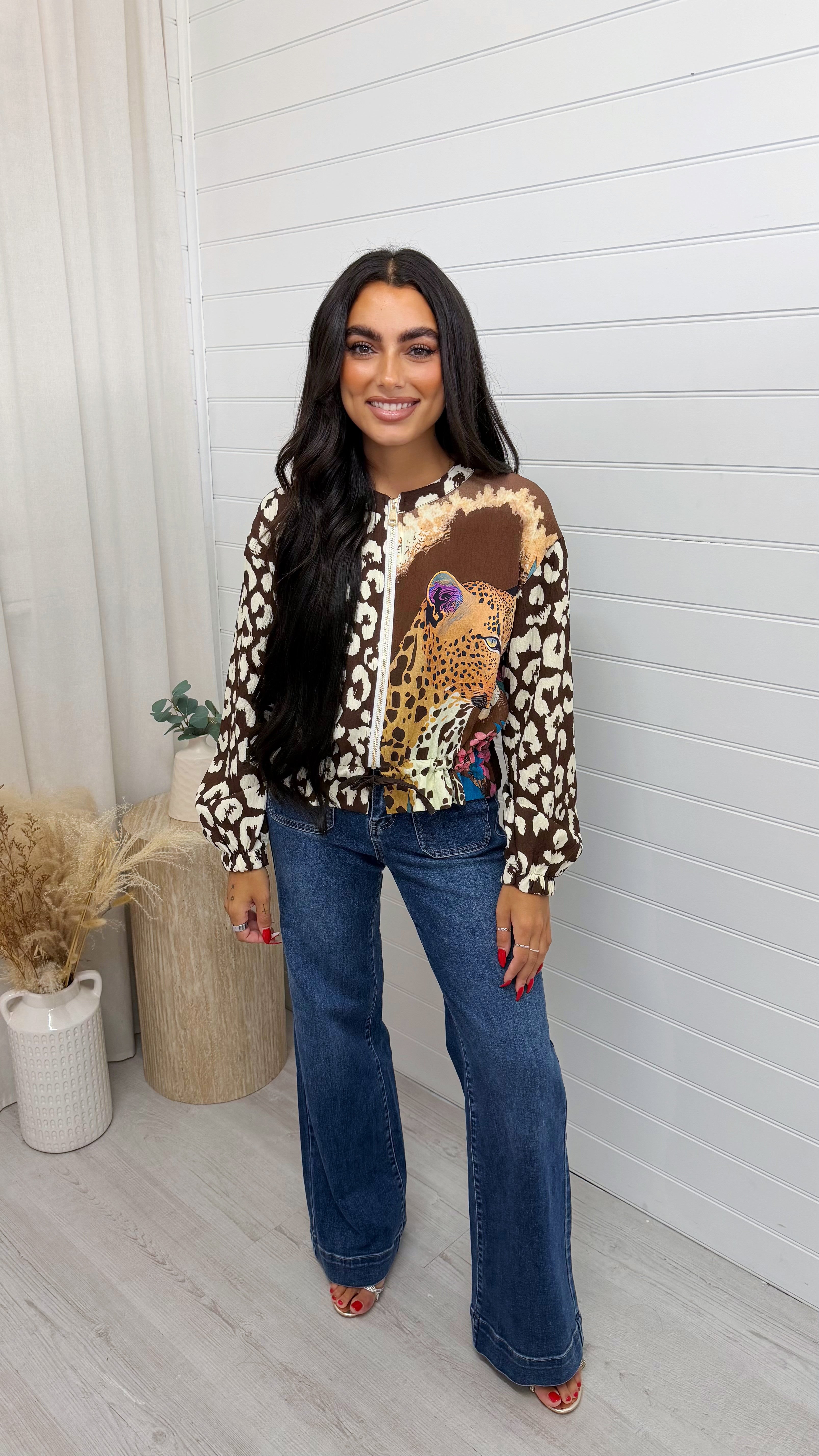 Leopard Graphic Bomber Jacket